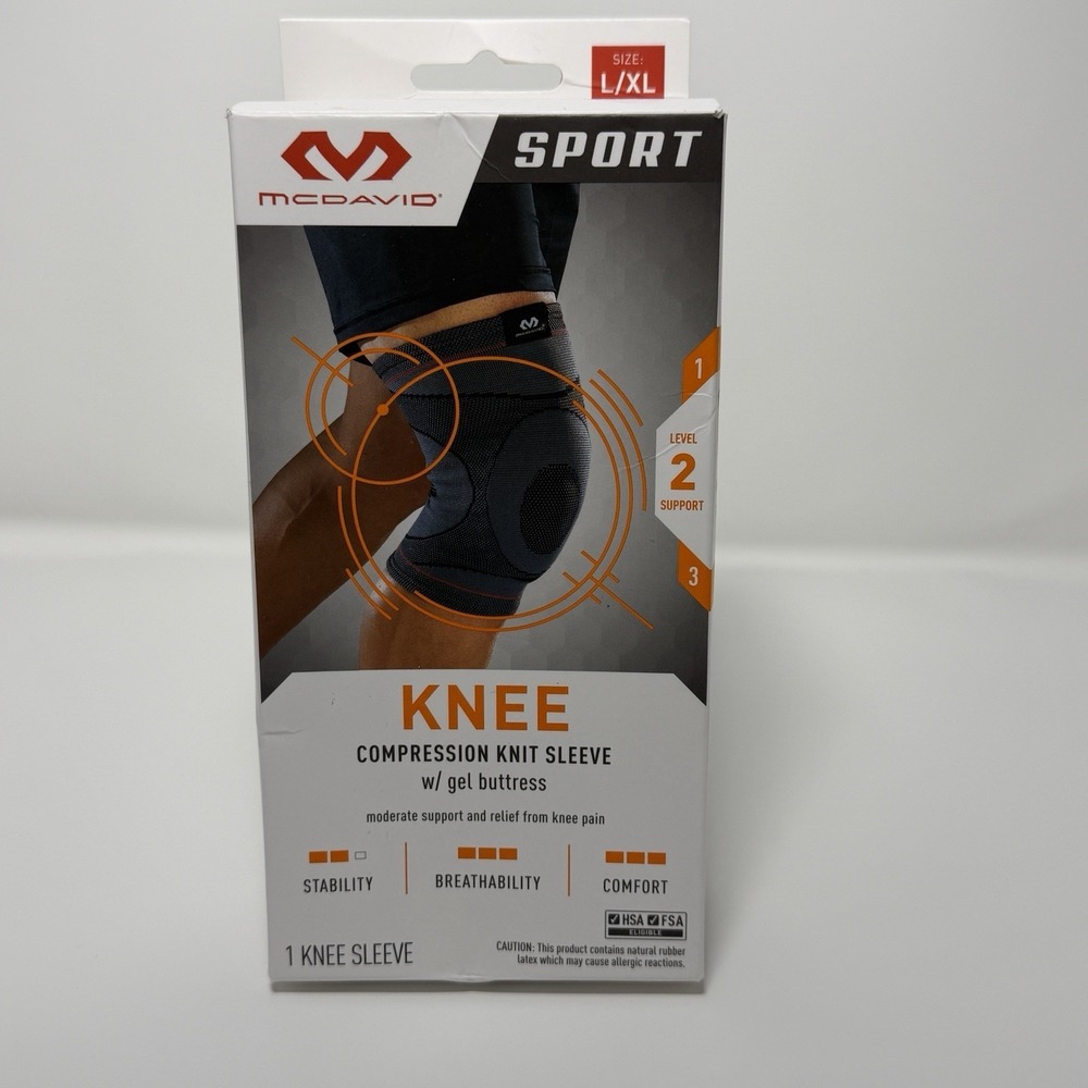 McDavid/Sport/Knee-Compression Knit Sleeve W/Gel Buttres( L/Xl) Level 2